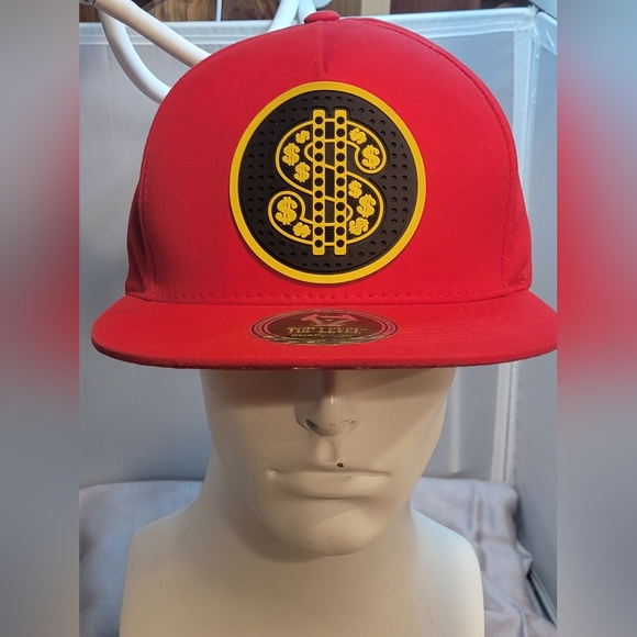 Top Level Snapback Money Hat Red/Black/Gold Dollar Sign Adjustable Like New - Picture 2 of 11